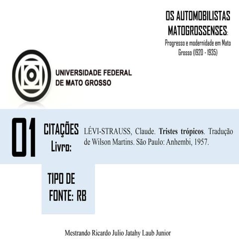 FICHA DE CITAÇÕES TRISTES TRÓPICOS - LÉVI-STRAUSS