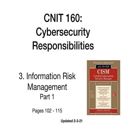 CNIT 160 3a Information Risk Management