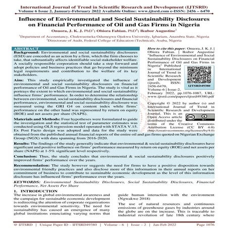 Sustainability Environmental Disclosure and Financial Performance of ...