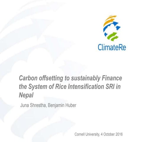 1610 -  Carbon offsetting to sustainably finance the System of Rice Intensifi...