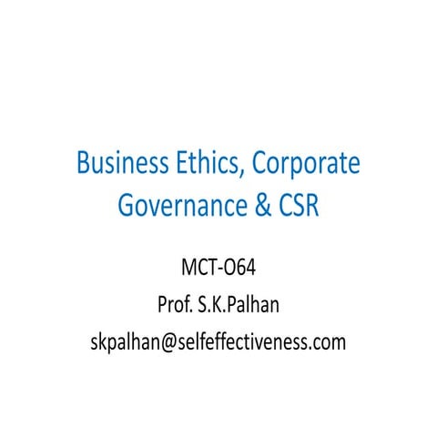 CORPORATE GOVERNANCE AND ETHICS | PDF