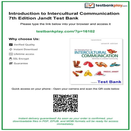 Introduction to Intercultural Communication 7th Edition Jandt Test Bank ...