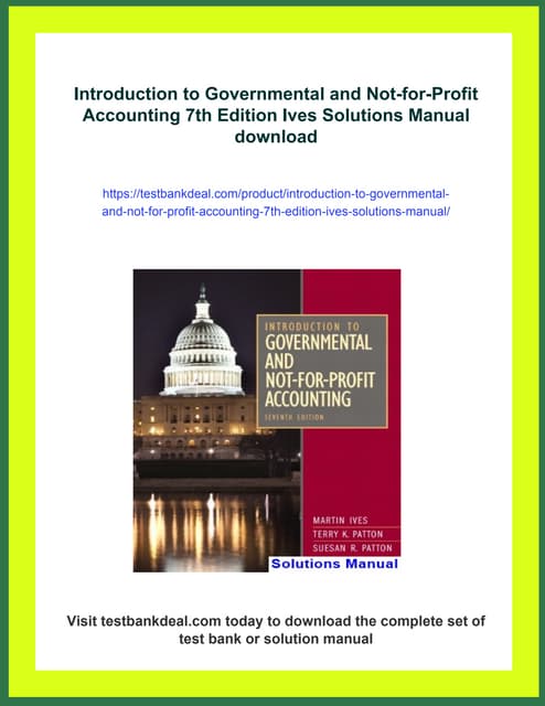 Introduction to Governmental and Not for Profit Accounting 7th Edition Martin Ives | PDF