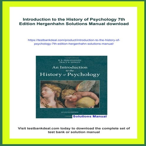 Introduction to the History of Psychology 7th Edition Hergenhahn Solutions Manual