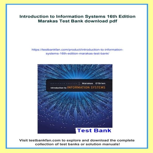 Introduction to Information Systems 16th Edition Marakas Test Bank | PDF