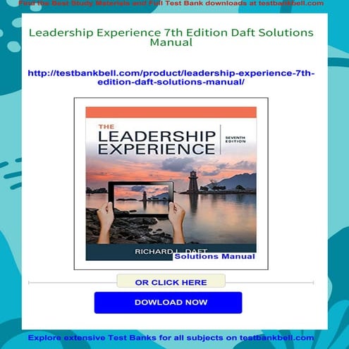 Leadership Experience 7th Edition Daft Solutions Manual