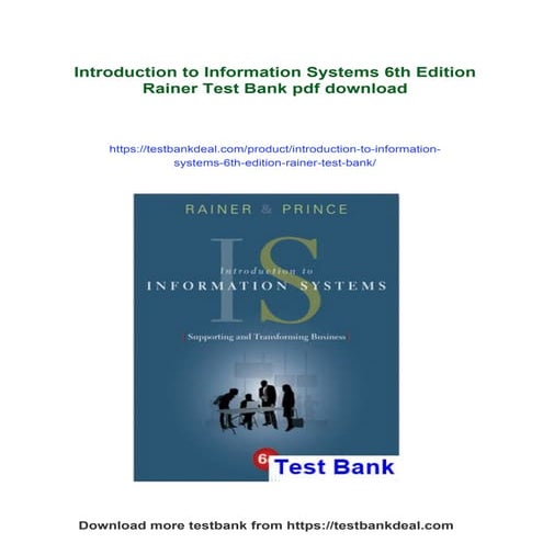 Introduction to Information Systems 6th Edition Rainer Test Bank | PDF