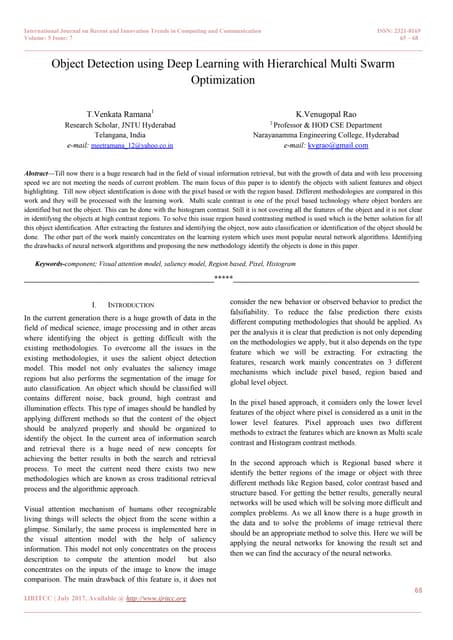Object Detection Using Deep Learning With Hierarchical Multi Swarm Object Detection Using Deep Learning With Hierarchical Multi Swarm