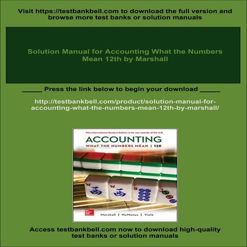 Solution Manual for Accounting What the Numbers Mean 12th by Marshall | PDF