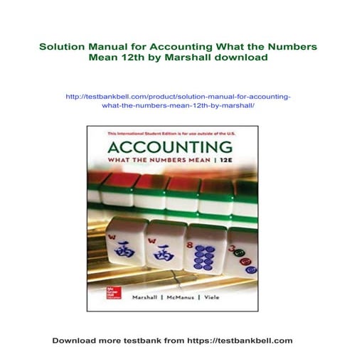 Solution Manual for Accounting What the Numbers Mean 12th by Marshall | PDF