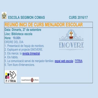 REUNIÓ INICI DE CURS MENJADOR ESCOL...
