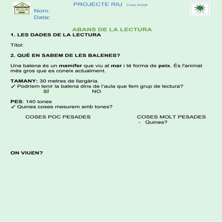 1617 PI CI ACTIVITAT A REVEURE, PETITA BALENA