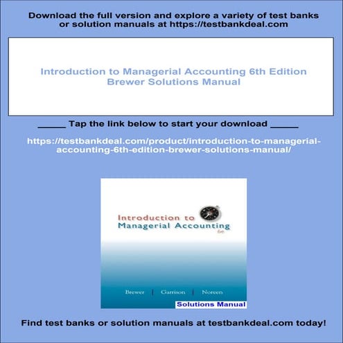 Introduction to Managerial Accounting 6th Edition Brewer Solutions Manual | PDF