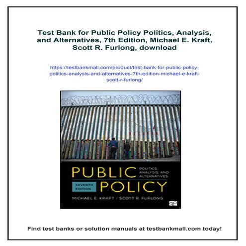 Test Bank for Public Policy Politics, Analysis, and Alternatives, 7th ...