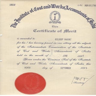 Certificate of Merit ICWA