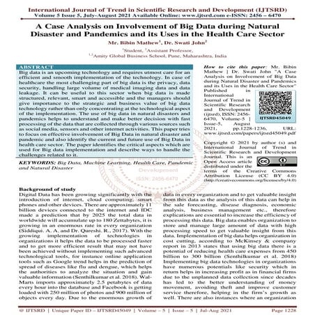 A Case Analysis on Involvement of Big Data during Natural Disaster and Pandem...
