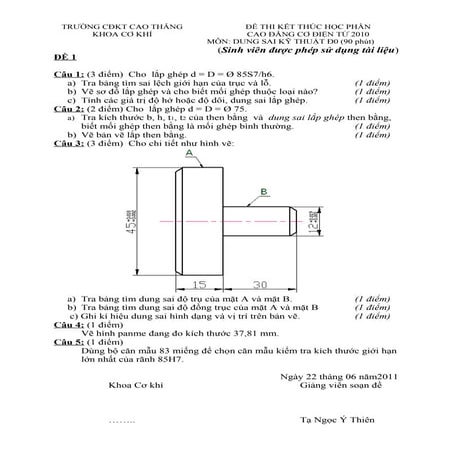 ĐỀ THI VÀ ĐÁP ÁN DUNG SAI