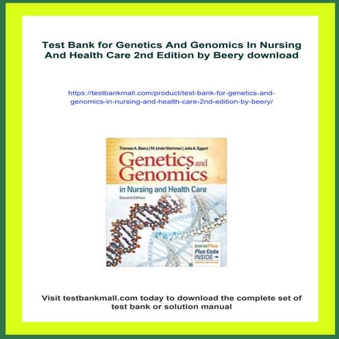 Test Bank for Genetics And Genomics In Nursing And Health Care 2nd ...