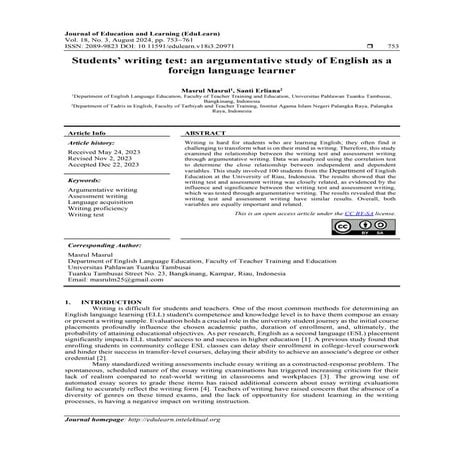 Students’ writing test: an argumentative study of English as a foreign langua...