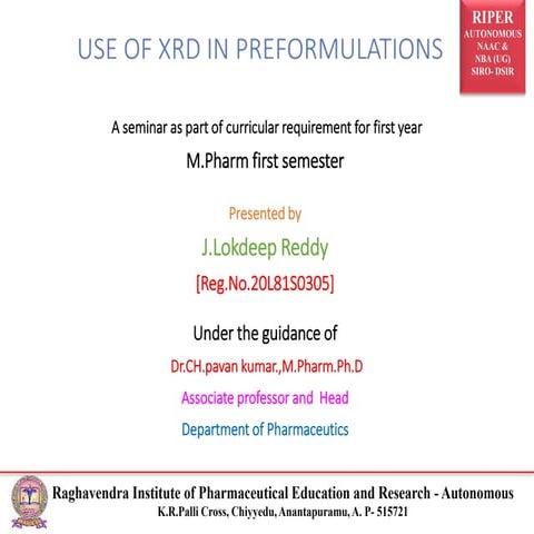 Use of XRD in Preformulations 