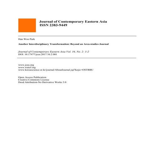 Another Interdisciplinary Transformation: Beyond an Area-studies Journal