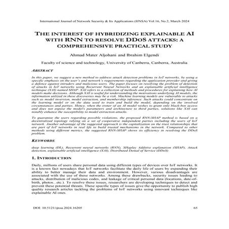 THE INTEREST OF HYBRIDIZING EXPLAINABLE AI WITH RNN TO RESOLVE DDOS ATTACKS: ...