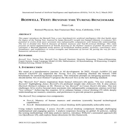 Boswell Test: Beyond the Turing Benchmark | PDF