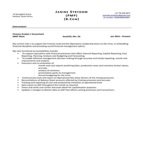 REsume - Janine Strydom