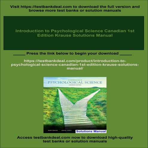 Introduction to Psychological Science Canadian 1st Edition Krause Solutions M...