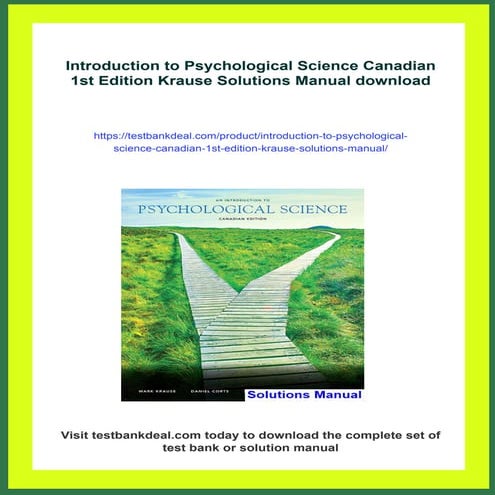 Introduction to Psychological Science Canadian 1st Edition Krause Solutions M...