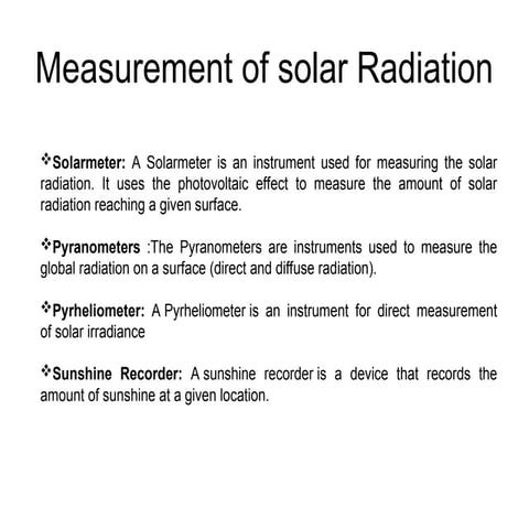 Comprehensive Overview of Solar Radiation Measurement Instruments and ...