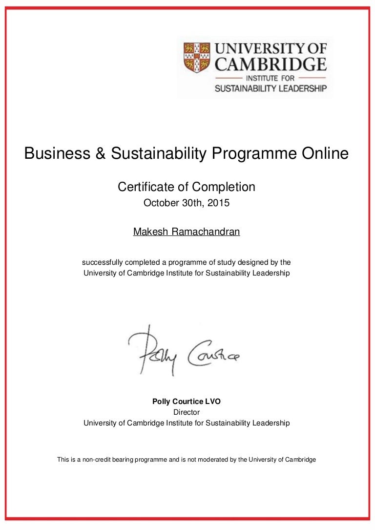& Sustainability Programme Online