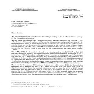 lettera Commissione Ue