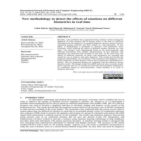 New methodology to detect the effects of emotions on different  biometrics in...