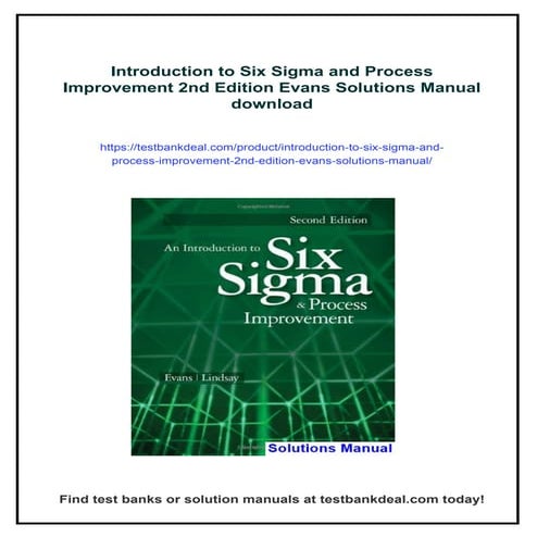 Introduction to Six Sigma and Process Improvement 2nd Edition Evans Solutions...