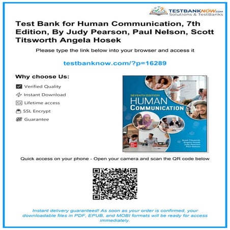 Comprehensive Test Bank for Human Communication, 7th Edition by Pearson ...