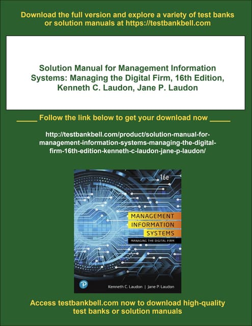 Solution Manual for Management Information Systems: Managing the Digital Firm...