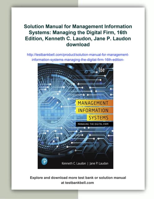 Solution Manual for Management Information Systems: Managing the Digital Firm...