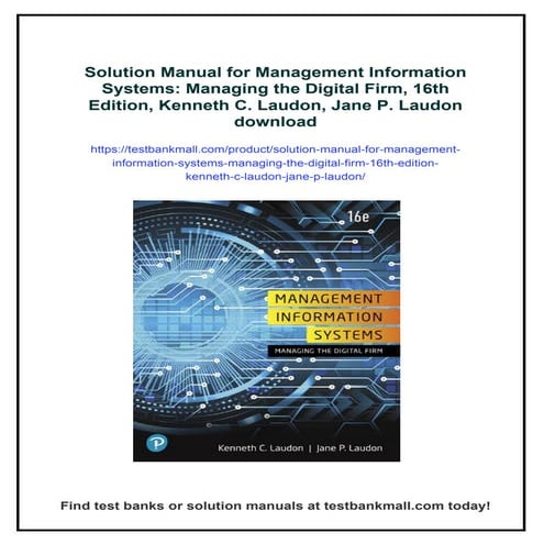 Solution Manual for Management Information Systems: Managing the ...
