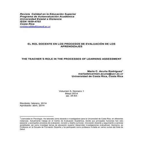 EL ROL DOCENTE EN LOS PROCESOS DE EVALUACIÓN DE LOS APRENDIZAJES