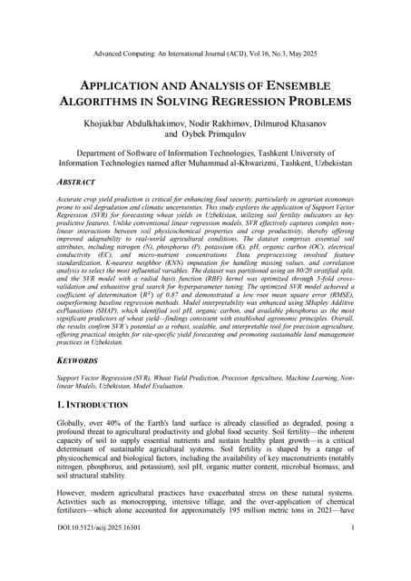 APPLICATION AND ANALYSIS OF ENSEMBLE ALGORITHMS IN SOLVING REGRESSION PROBLEMS