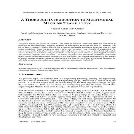 A THOROUGH INTRODUCTION TO MULTIMODAL MACHINE TRANSLATION