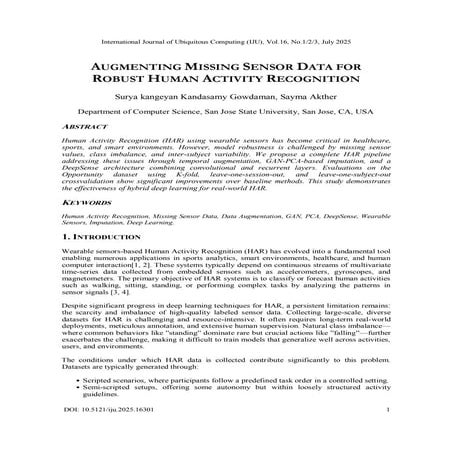 AUGMENTING MISSING SENSOR DATA FOR ROBUST HUMAN ACTIVITY RECOGNITION