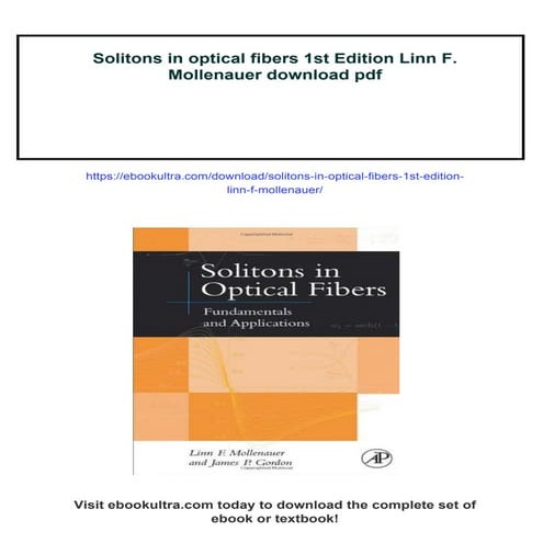 Solitons in optical fibers 1st Edition Linn F. Mollenauer | PDF