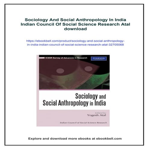 Sociology And Social Anthropology In India Indian Council Of Social ...