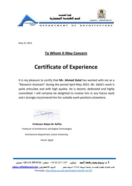 Researcher. Experience Certificate | PDF | Education