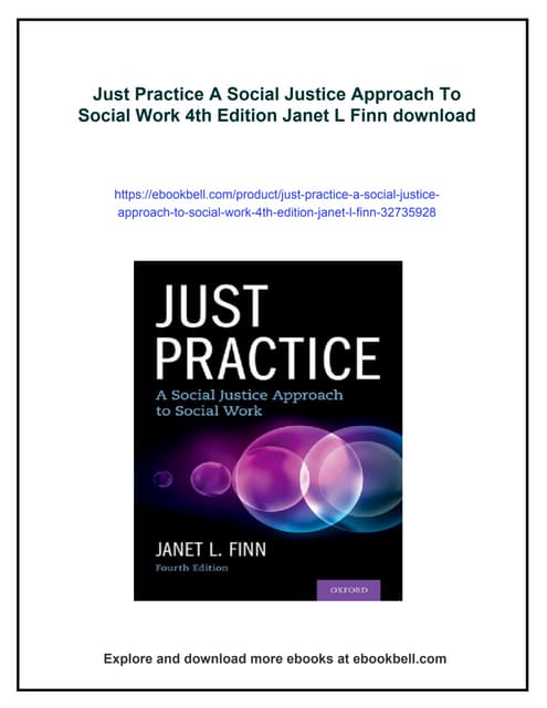 Just Practice A Social Justice Approach To Social Work 4th Edition Janet L Finn