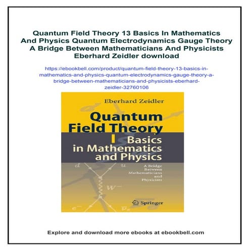 Quantum Field Theory 13 Basics In Mathematics And Physics Quantum Electrodyna...