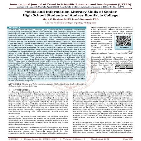 Media and Information Literacy Skills of Senior High School Students of ...