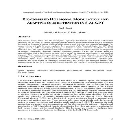 BIO-INSPIRED HORMONAL MODULATION AND ADAPTIVE ORCHESTRATION IN S-AI-GPT